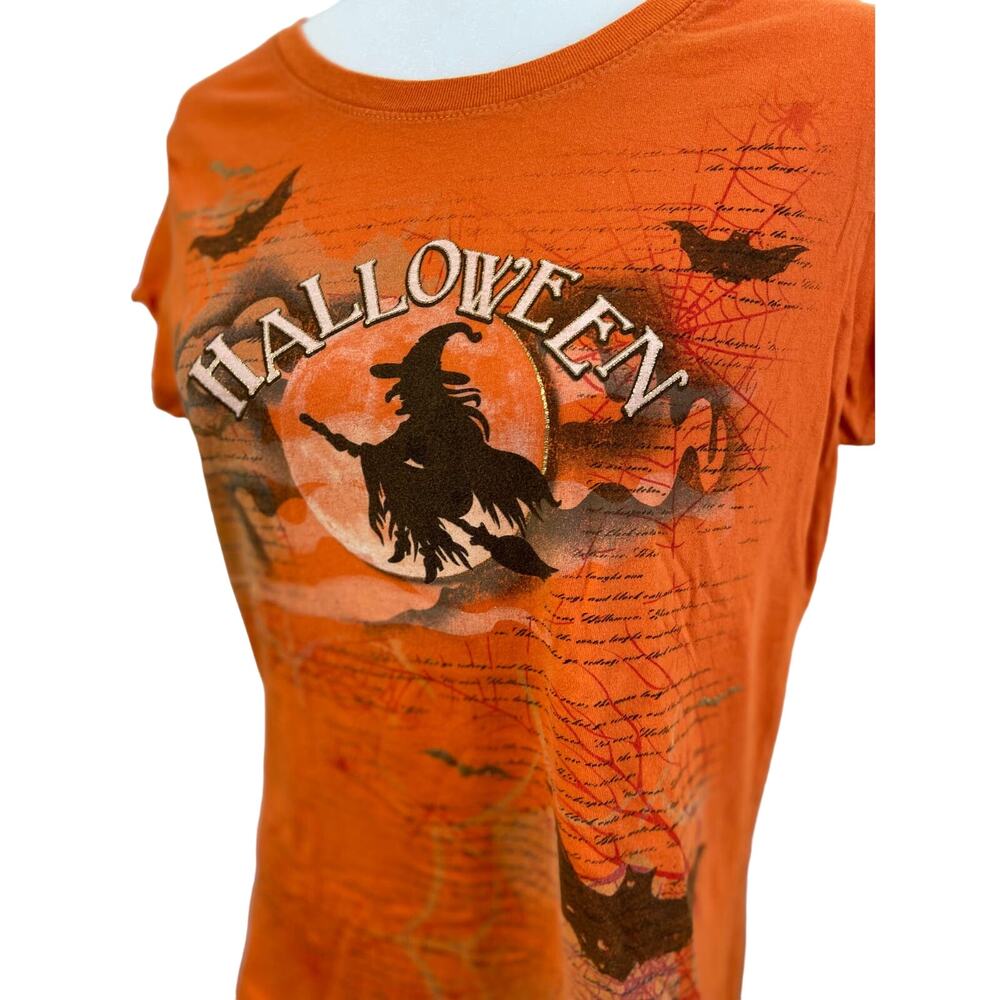 Girls Halloween T-shirt OrangeWitch Holiday Party Costume Size 12-14